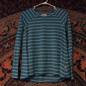 Blue and White Striped Long Sleeve Top (Hollister)